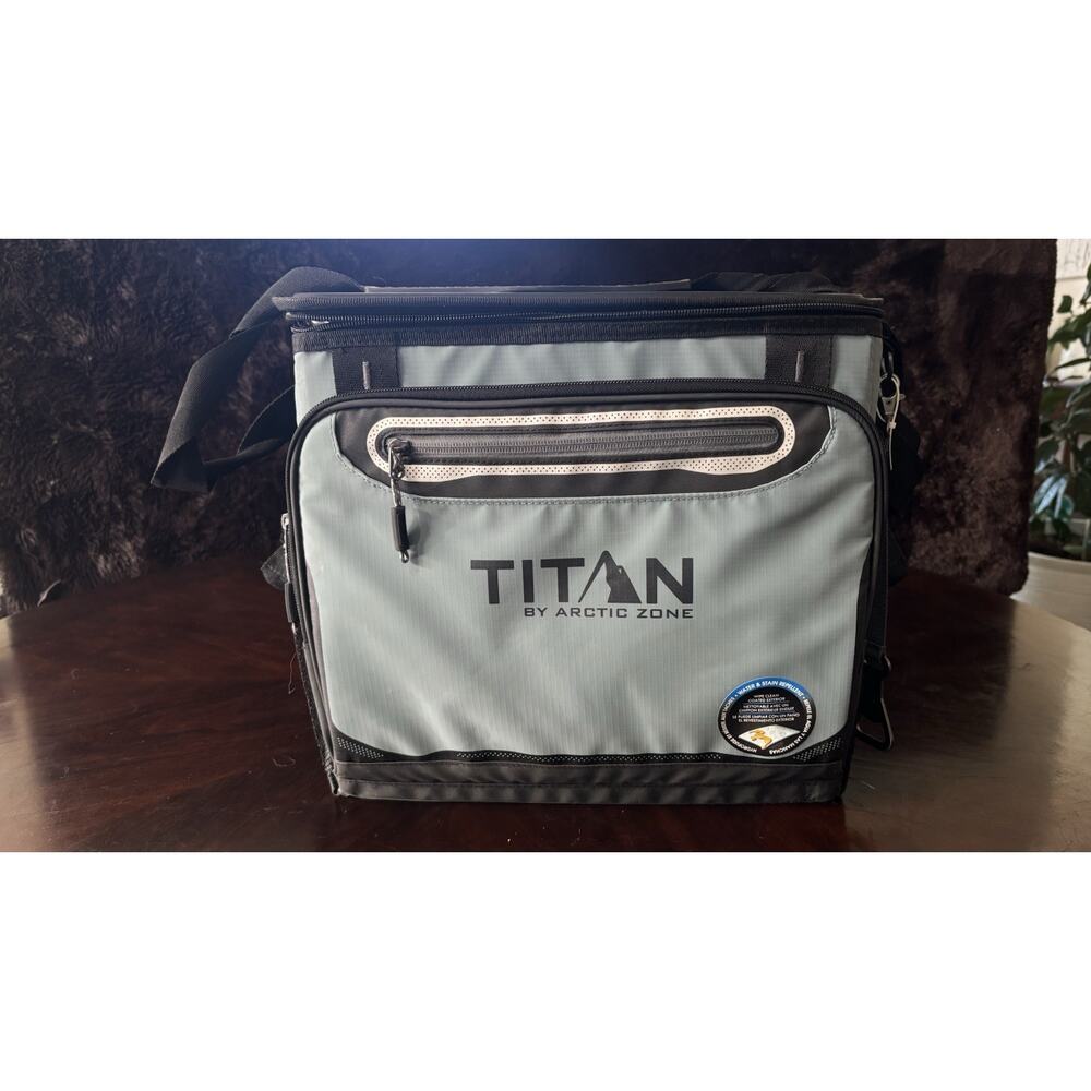 Titan by Arctic Zone 40 Can Collapsible Cooler TableTop with 2 Drink Holder Gray